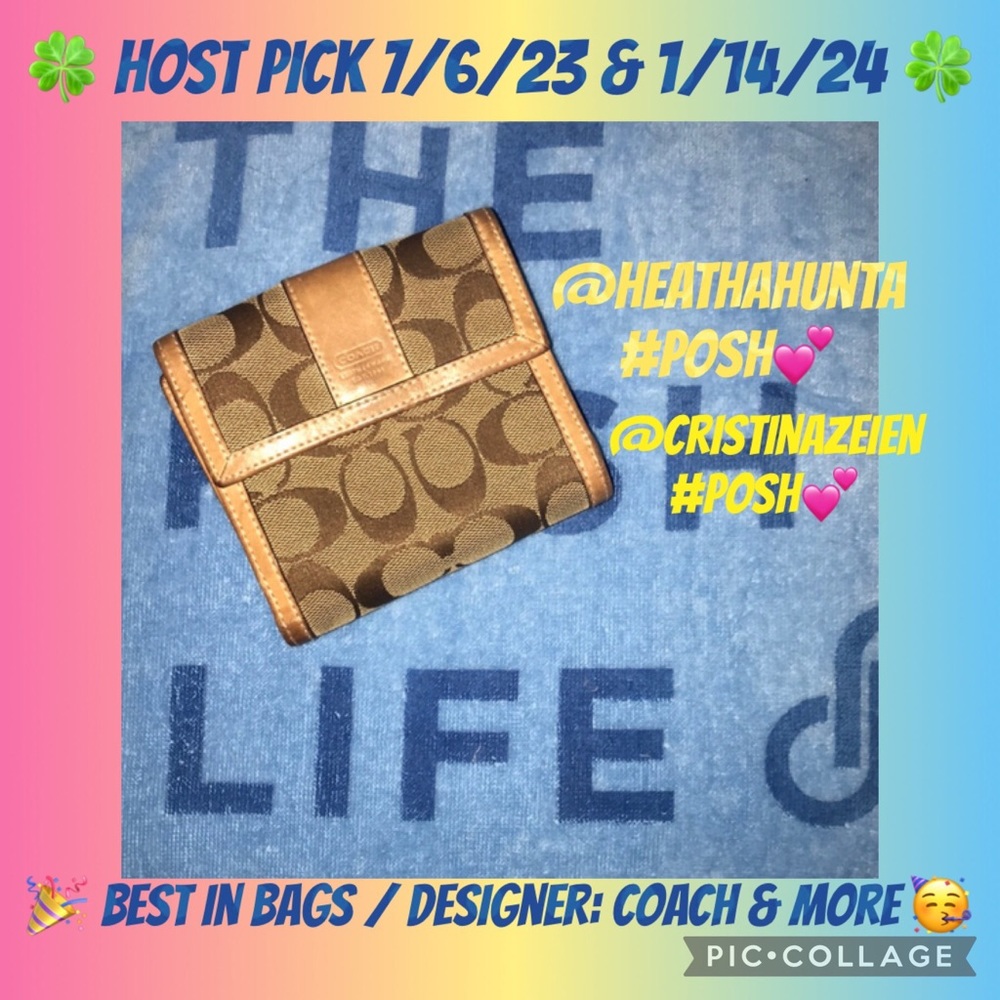 Coach Tan and Brown signature wallet 10 card slots vintage 💕